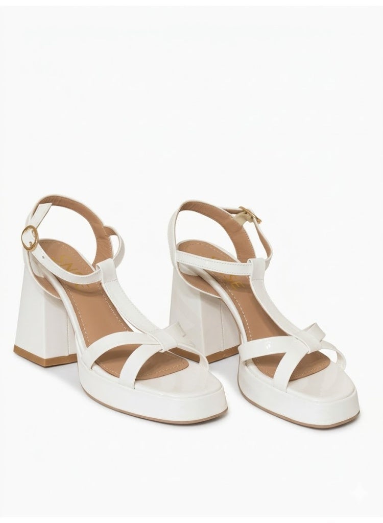 LIFESTYLISH Sandal High Heel Leather Glossy H-16 - White - Image 2