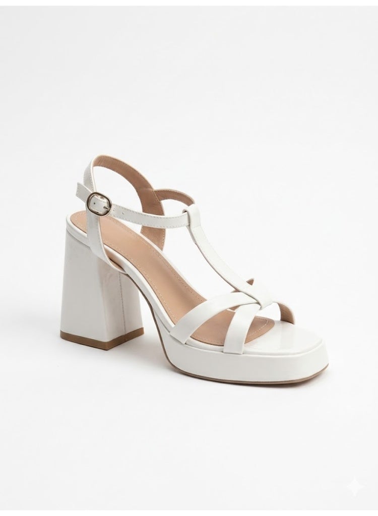 LIFESTYLISH Sandal High Heel Leather Glossy H-16 - White - Image 1