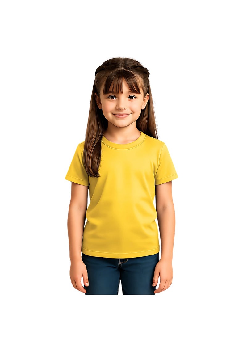 Printshop4me Kids Round Neck Girls T Shirt 170 GSM Pure Cotton Basic Colors - Image 1
