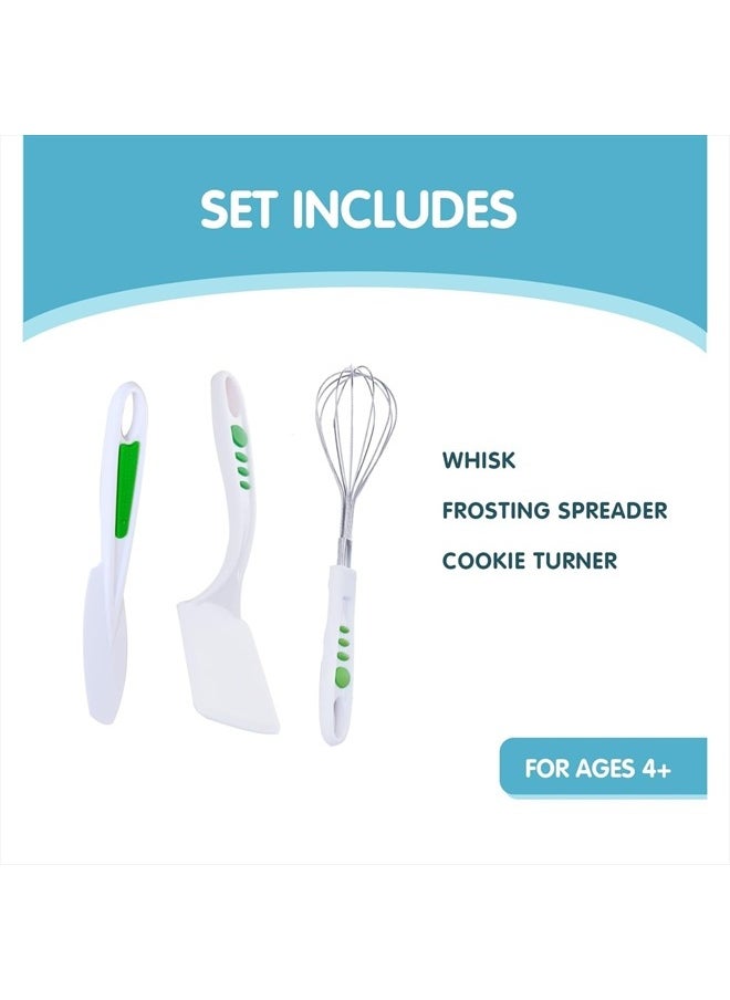 Curious Chef 3-Piece Baking Tool Set for Kids and Toddlers, Stainless Steel Whisk, Nylon Frosting Spreader and Cookie Turner, Real Kitchen Kit  - Image 3