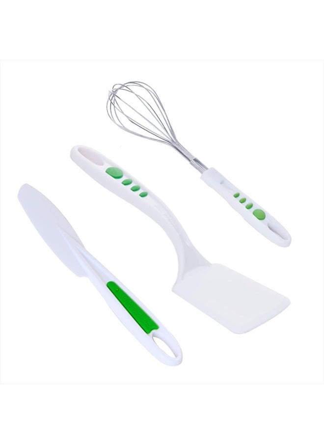 Curious Chef 3-Piece Baking Tool Set for Kids and Toddlers, Stainless Steel Whisk, Nylon Frosting Spreader and Cookie Turner, Real Kitchen Kit  - Image 1
