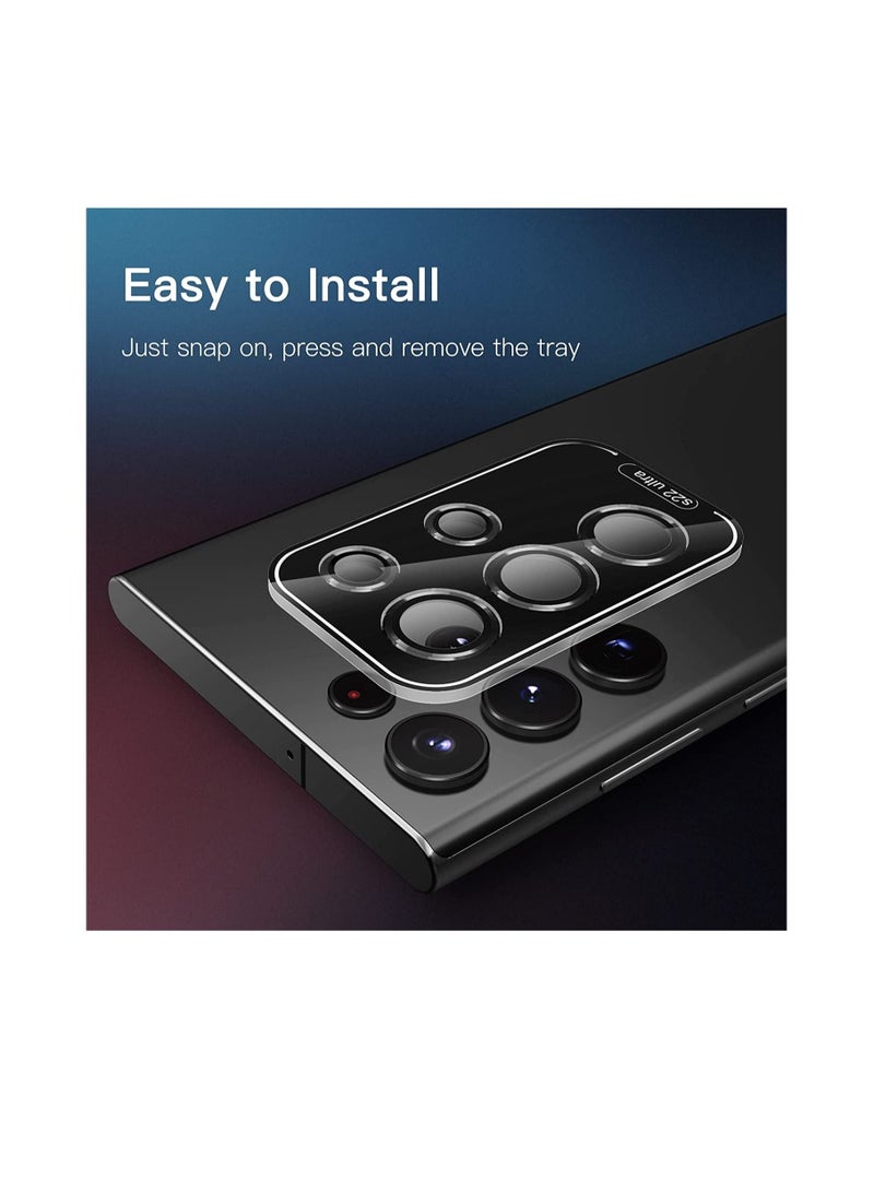 Camera Lens Protector for Samsung Galaxy S22 Ultra 5G 6.8-Inch, 9H Tempered Glass Metal Individual Ring Cover, Easy Installation Tray, HD Clear, Set of 5 - Image 3