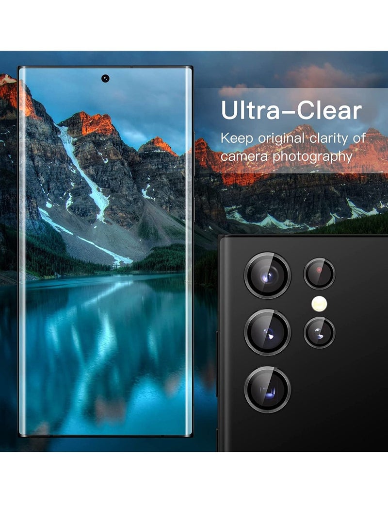 Camera Lens Protector for Samsung Galaxy S22 Ultra 5G 6.8-Inch, 9H Tempered Glass Metal Individual Ring Cover, Easy Installation Tray, HD Clear, Set of 5 - Image 2