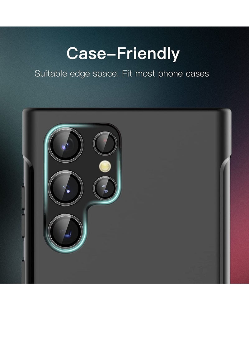 Camera Lens Protector for Samsung Galaxy S22 Ultra 5G 6.8-Inch, 9H Tempered Glass Metal Individual Ring Cover, Easy Installation Tray, HD Clear, Set of 5 - Image 5