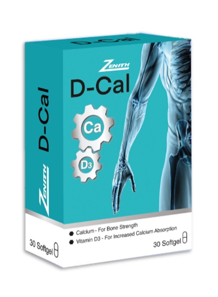 Zenith D-Cal (400 IU Vitamin D3 & 800mg Calcium) Bone Support Supplement 30 softgels