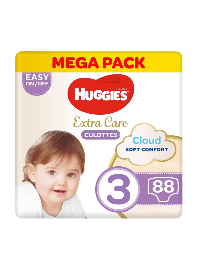 HUGGIES Extra Care Culottes, Size 3, 6-11 kg, Mega Pack, 88 Diaper Pants - Image 1