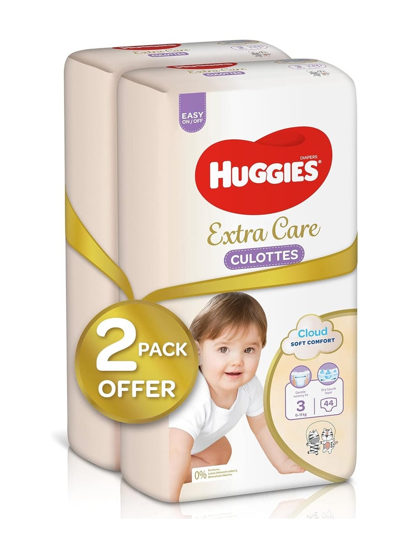 HUGGIES Extra Care Culottes, Size 3, 6-11 kg, Mega Pack, 88 Diaper Pants - Image 2