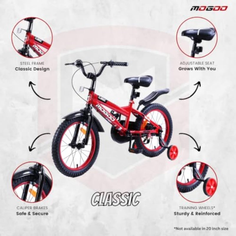 Classic Road Bike For 2-10 Years Old Girls and Boys, Adjustable Seat, Handbrake, Mudguards, Lightweight, 12/14/16 Inch Bicycle with Training Wheels, 20-Inch with Kickstand, Gift For Adjustable Seat - Image 5