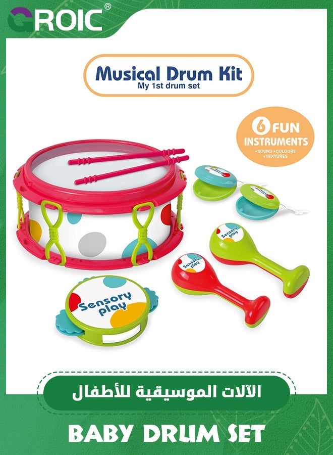 GROIC 6 Pcs Baby Musical Instruments, Toys for Toddlers 1-3, Drum Set Kids Preschool Educational Toy Instruments Birthday Gifts Boys Girls - Image 2