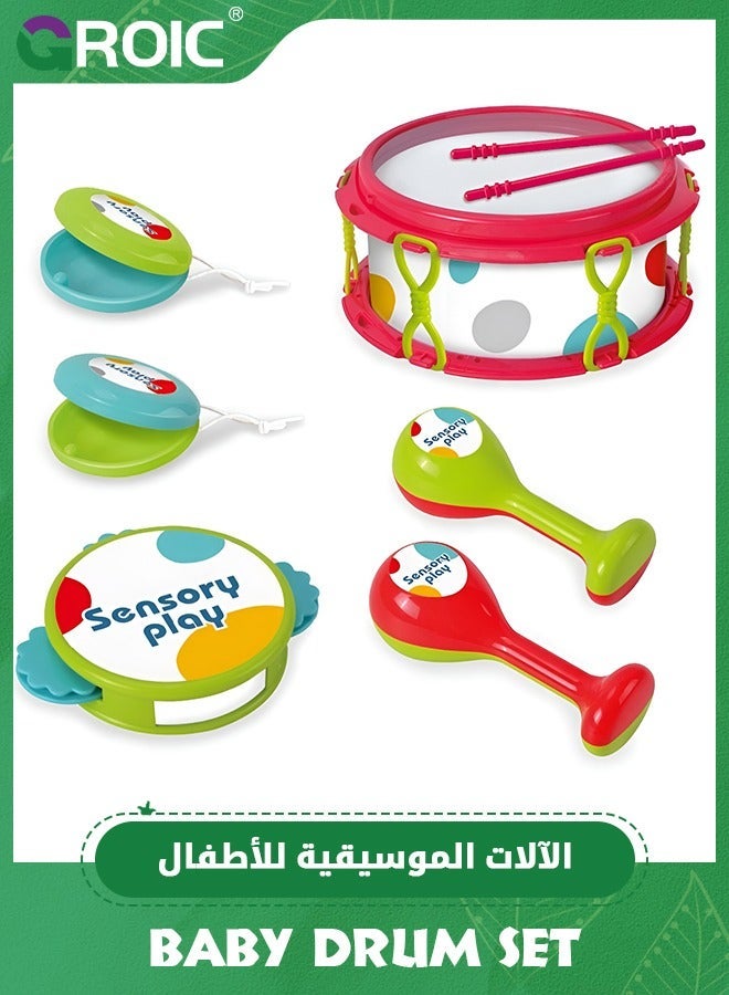 GROIC 6 Pcs Baby Musical Instruments, Toys for Toddlers 1-3, Drum Set Kids Preschool Educational Toy Instruments Birthday Gifts Boys Girls - Image 1