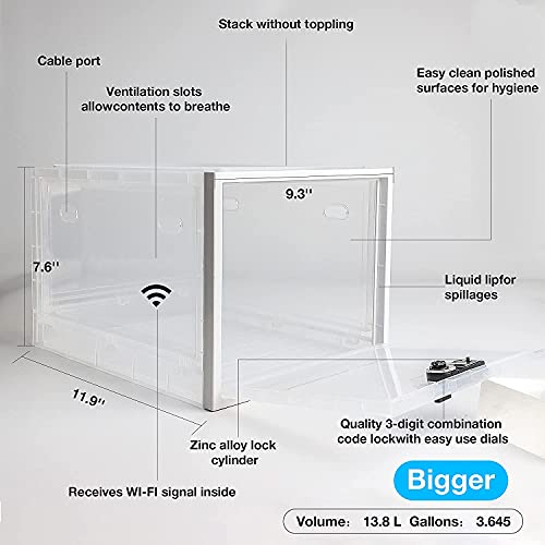 Habit Control Refrigerator Lock Box - Combination Locked Snack Container for Fridge, Food Safe Storage, Cell Phone Jail, Medication Lockbox Plastic, Large Fridge Lock Box 11.9x9.3x7.6 in (Clear) - Image 2