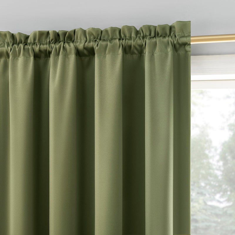 Sun Zero Oslo Theater Grade Extreme 100% Blackout Rod Pocket Curtain Panel, 52" x 84", Sage Green - Image 3