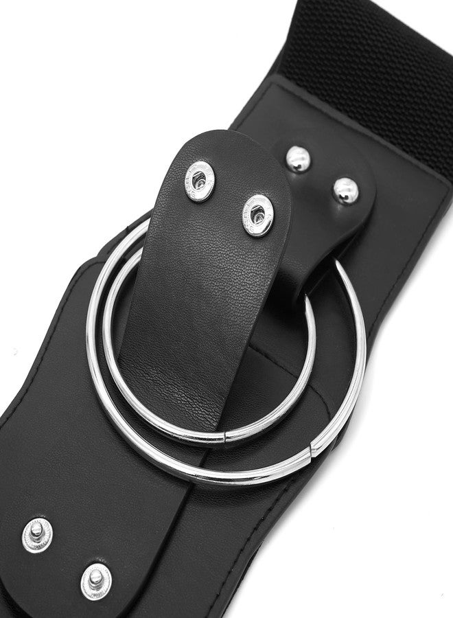 BAOKELAN Women Wide Stretchy Belts Elastic Corset Waist Belt Cinch Waistband for Dresses Black 37IN - Image 4
