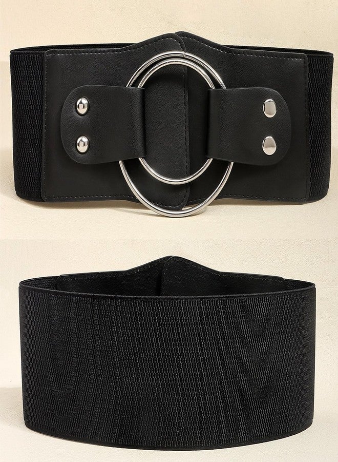 BAOKELAN Women Wide Stretchy Belts Elastic Corset Waist Belt Cinch Waistband for Dresses Black 37IN - Image 5