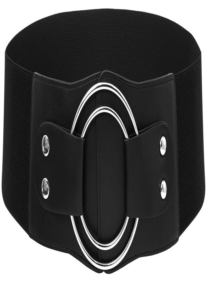BAOKELAN Women Wide Stretchy Belts Elastic Corset Waist Belt Cinch Waistband for Dresses Black 37IN - Image 1