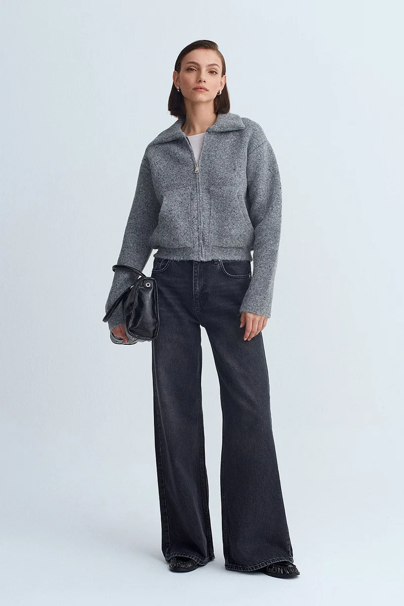 Dilvin Charcoal Grey DILVIN Women’s Wool-blend Cardigan for Women | Best Price UAE