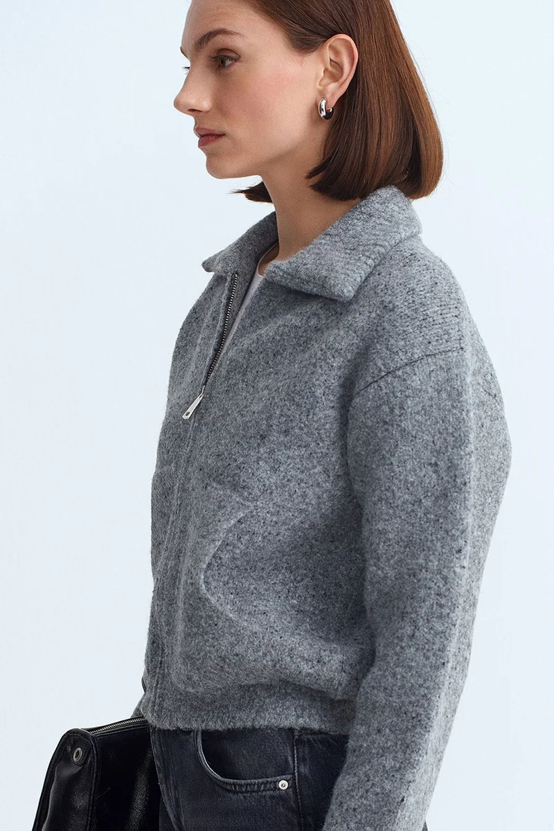 Dilvin Charcoal Grey DILVIN Women’s Wool-blend Cardigan for Women | Best Price UAE