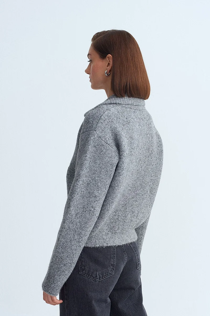 Dilvin Charcoal Grey DILVIN Women’s Wool-blend Cardigan for Women | Best Price UAE