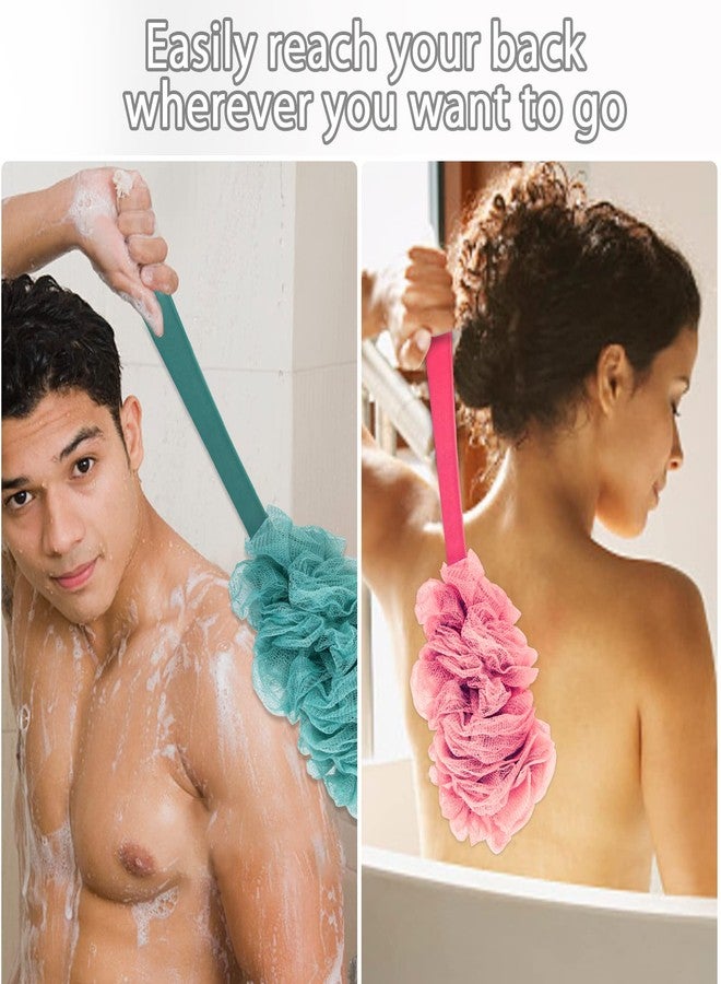 Evmliy 4Pack Back Scrubber for Shower, Evmliy Loofah Sponge Brush Exfoliating Body, Long Handle Scrub Brush for Shower with Loofah on a Stick for Back Use, Bathing Accessories Body Brushes (4Pack) - Image 3