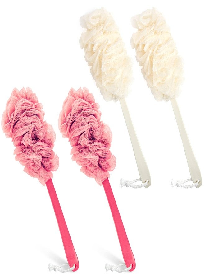 Evmliy 4Pack Back Scrubber for Shower, Evmliy Loofah Sponge Brush Exfoliating Body, Long Handle Scrub Brush for Shower with Loofah on a Stick for Back Use, Bathing Accessories Body Brushes (4Pack) - Image 1