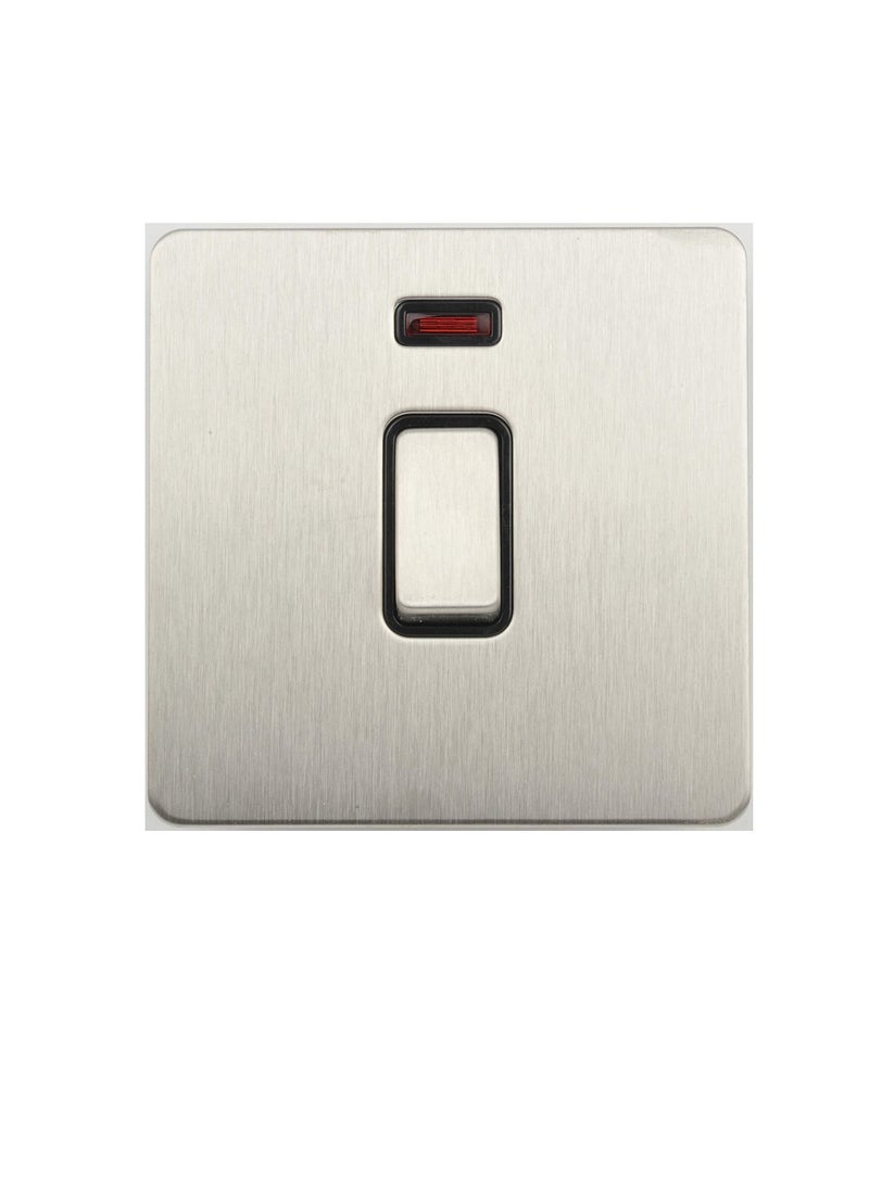 Schneider Electric Ultimate Screwless Flat Plate - Light Switch, Double Pole, 20AX, GU2411BSS, Stainless Steel with Black Insert - Image 1