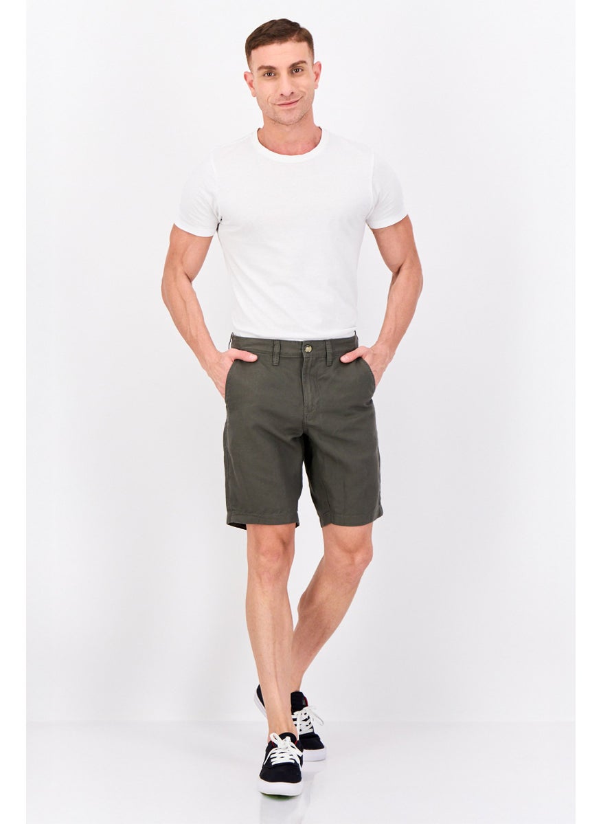 NAUTICA Men  Solid Chino Shorts, Dark Olive  - Image 3