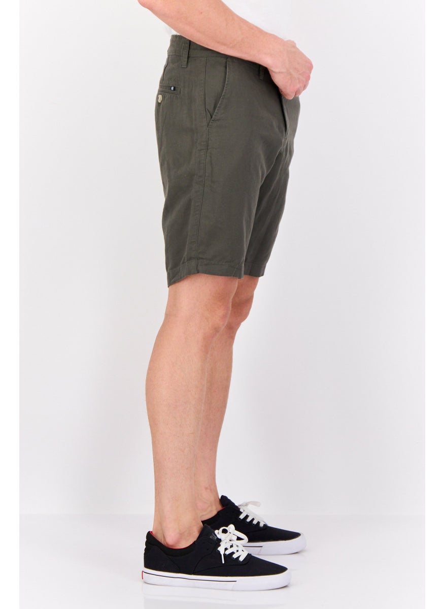 NAUTICA Men  Solid Chino Shorts, Dark Olive  - Image 2