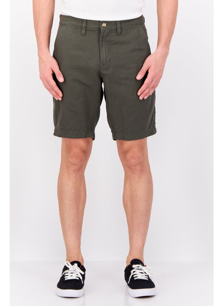 NAUTICA Men  Solid Chino Shorts, Dark Olive  - Image 1