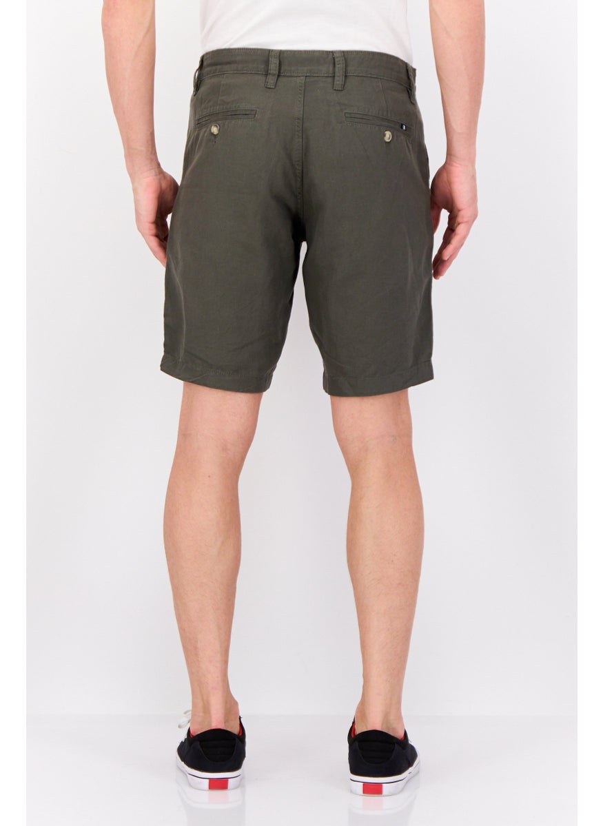 NAUTICA Men  Solid Chino Shorts, Dark Olive  - Image 4