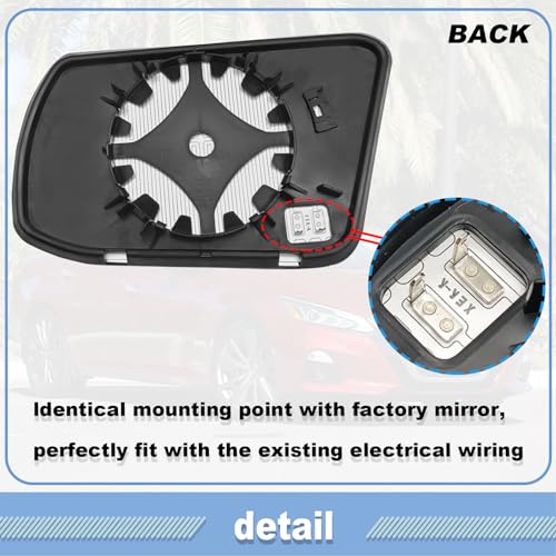 NOTISH Passenger Side View Heated Mirror Glass, with Rear Holder, Compatible with Nissan Altima Sentra 2013-2018, Replace 963653TH0A - Right Side Mirror Glass - Image 3