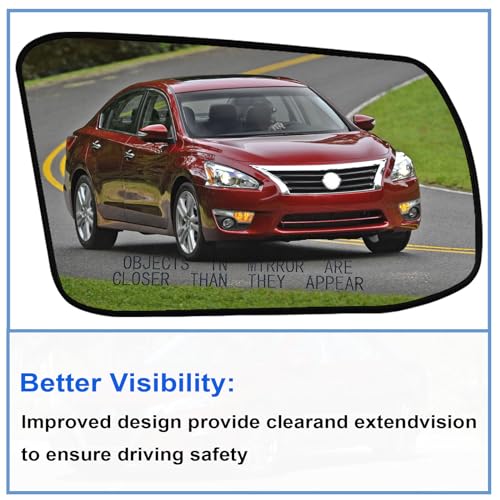 NOTISH Passenger Side View Heated Mirror Glass, with Rear Holder, Compatible with Nissan Altima Sentra 2013-2018, Replace 963653TH0A - Right Side Mirror Glass - Image 5