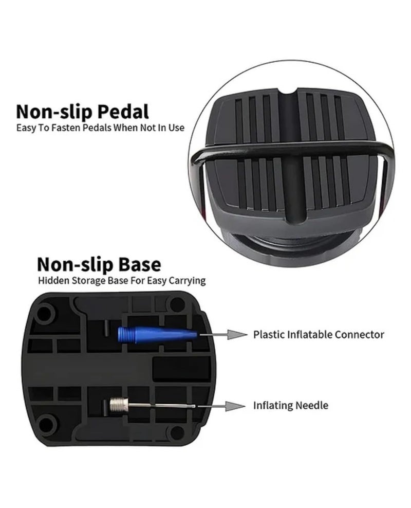 Oblivion Tyre Inflator for Car and Bike 1 Pc – Multicolor Foldable Mini Manual Foot Air Pump with Anti-Skid Pedal & Dual Multi-Functional Valve & Gas Needle, Portable for Ball Camping Gear & Emergency - Image 5