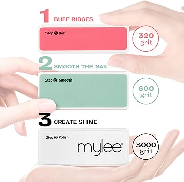 Mylee 3 Way Nail Buffer Professional Salon Manicure Treatment Sanding File 3Sided Grit 3206003000 Buffing Block for Easy Gel Polish and Acrylic Prep Shiny Glossy Surface for Natural Nails - Image 2