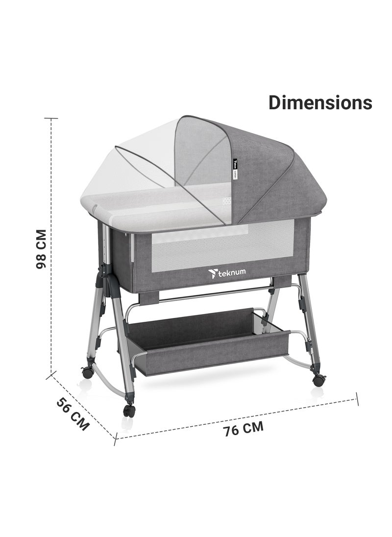 TEKNUM - Baby Bedside Sleepzen 1 With Horizontal Adjustment - Grey - Image 1