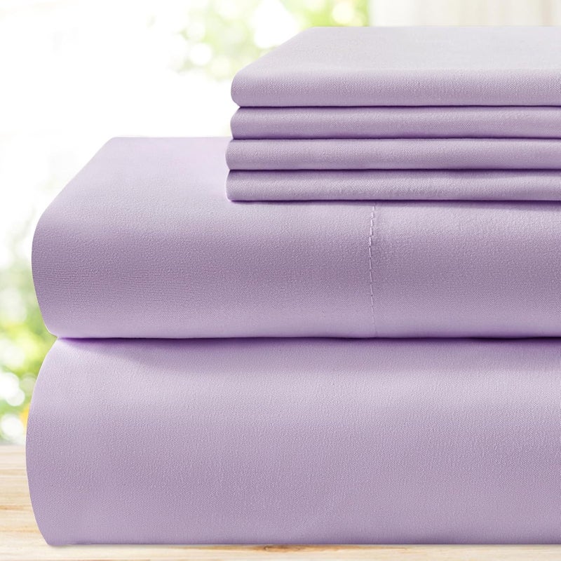 BYSURE Hotel Luxury Bed Sheets Set 6 Piece(Queen, Lavender) - Super Soft 1800 Thread Count 100% Microfiber Sheets with Deep Pockets, Wrinkle & Fade Resistant - Image 1