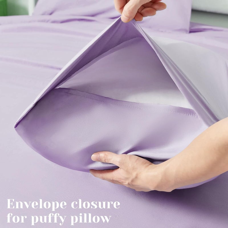BYSURE Hotel Luxury Bed Sheets Set 6 Piece(Queen, Lavender) - Super Soft 1800 Thread Count 100% Microfiber Sheets with Deep Pockets, Wrinkle & Fade Resistant - Image 5