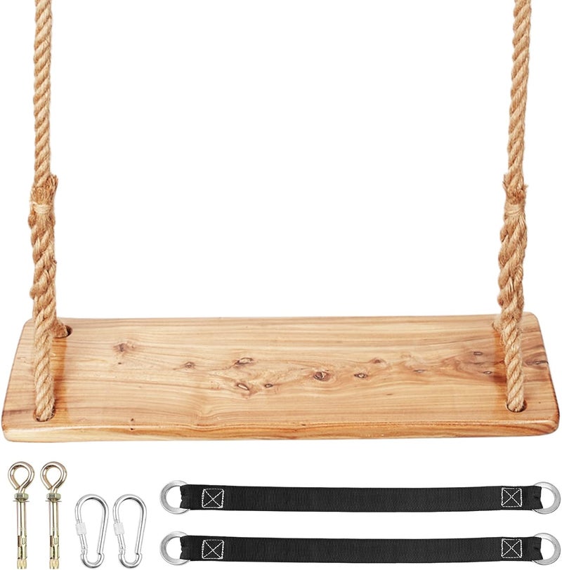 BATTIPAW Wooden Tree Swing,500lbs Load Capacity Wooden Swing for Adults & Kids,Adjustable Height,Waterproof Hanging Swing Seat for Indoor,Outdoor,Backyard,Garden,Playground (Adult) - Image 2