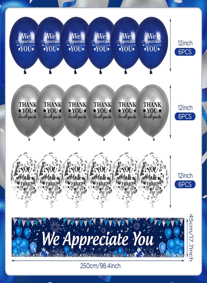 Yoirrat We Appreciate You Decorations Banner Yard Sign and Balloons (Blue Silver We Appreciate You Decorations) - Image 5