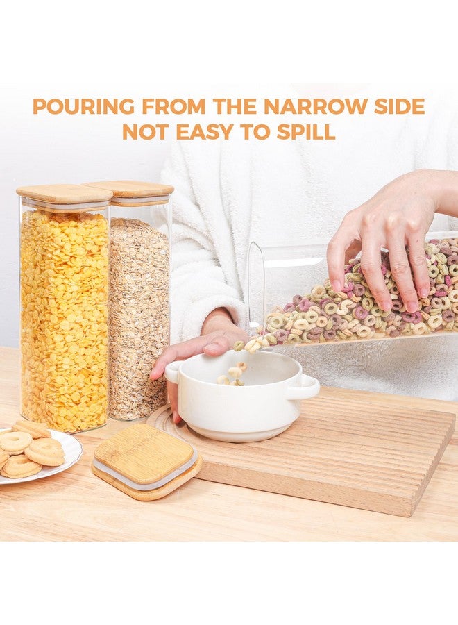 ComSaf ComSaf 71oz Rectangle Glass Storage Containers with Lids, Glass Jars with Bamboo Lids, Clear Food Storage Jar, Tall Spaghetti Container, Pantry Storage Container for Pasta Flour Oats Nuts Rice  - Image 5