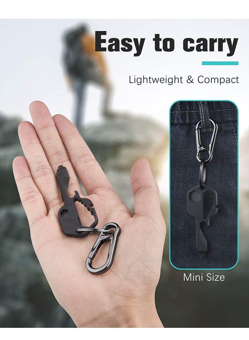 كاست ويف أداة متعددة الوظائف، أداة متعددة الاستخدامات على شكل سلسلة مفاتيح، أداة مفاتيح 24 في 1، أدوات جيب محمولة على شكل مفتاح، أدوات إصلاح يدوية، مسطرة، فتاحة زجاجات، محرك مثقاب، مفك براغي، مفتاح سداسي (أسود) - Image 5