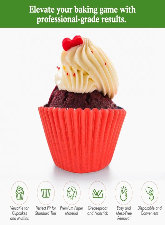 Regency Wraps Greaseproof Professional Grade Baking Cups, Pack of 40, Standard Liners, Red Solid, for Cupcakes, Muffins, Candy, Non Stick - Image 2