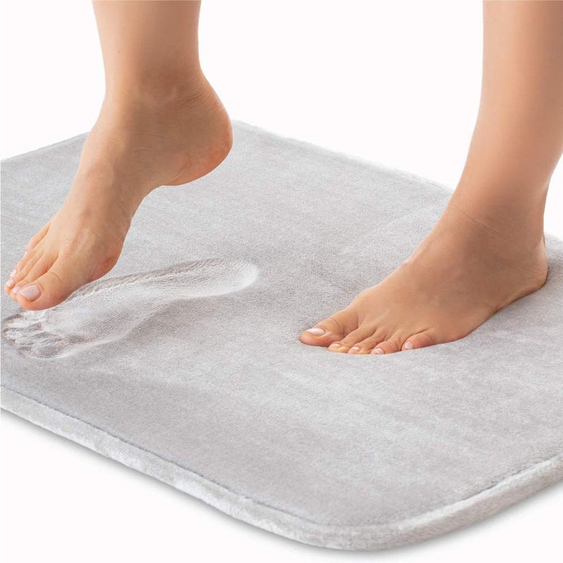 Fariox Memory Foam Bath Mat Non Slip Absorbent Super Cozy Velvet Bathroom Rug CarpetGrey 50 80 CM - Image 1