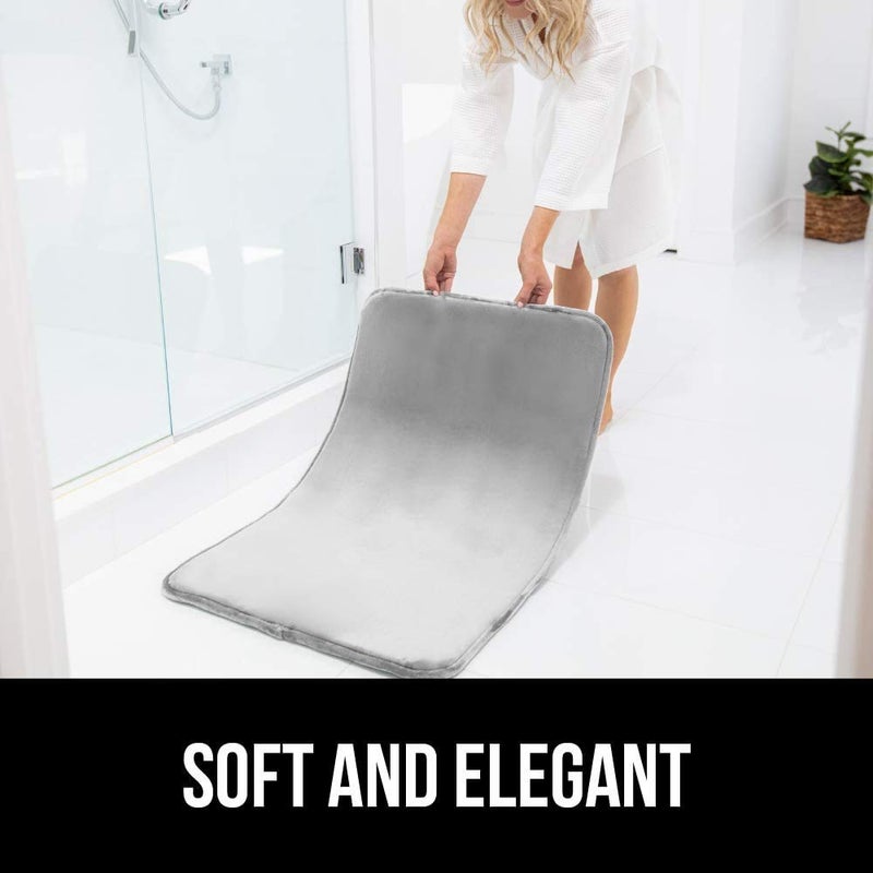 Fariox Memory Foam Bath Mat Non Slip Absorbent Super Cozy Velvet Bathroom Rug CarpetGrey 50 80 CM - Image 3