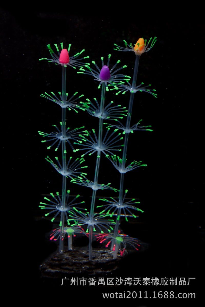Generic Glowing Silicone Coral Aquarium Decor Green 