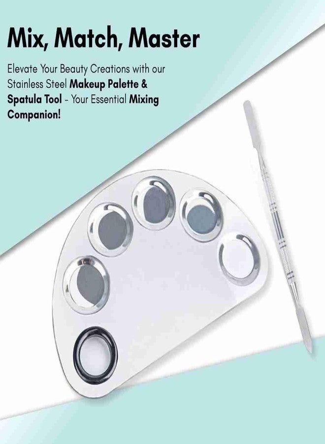 Tifurko Stainless Steel Cosmetic 5 Dip Makeup Mixing Plate with Spatula Tool for Women (Pack of 2) - Image 3