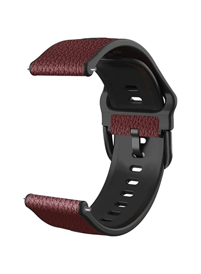 Band 20mm Two-layer Cowhide Leather Watch Band Dark Brown - Image 1