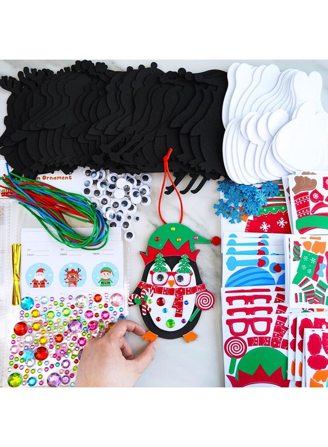 Winlyn 24 مجموعة أطقم حرفة عيد الميلاد حرف الشتاء دي آي واي زينة البطاريق عيد الميلاد زينة فنية مجموعات ملصقات البطاريق رغوة للأطفال أنشطة احتفالية للمنزل والفصل الدراسي وهدايا الحفلات - Image 2