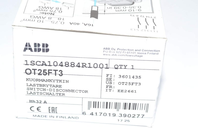 ABB OT25FT3 NonFusible Disconnect Door Mount 3 Pole 30 UL Amps - Image 3