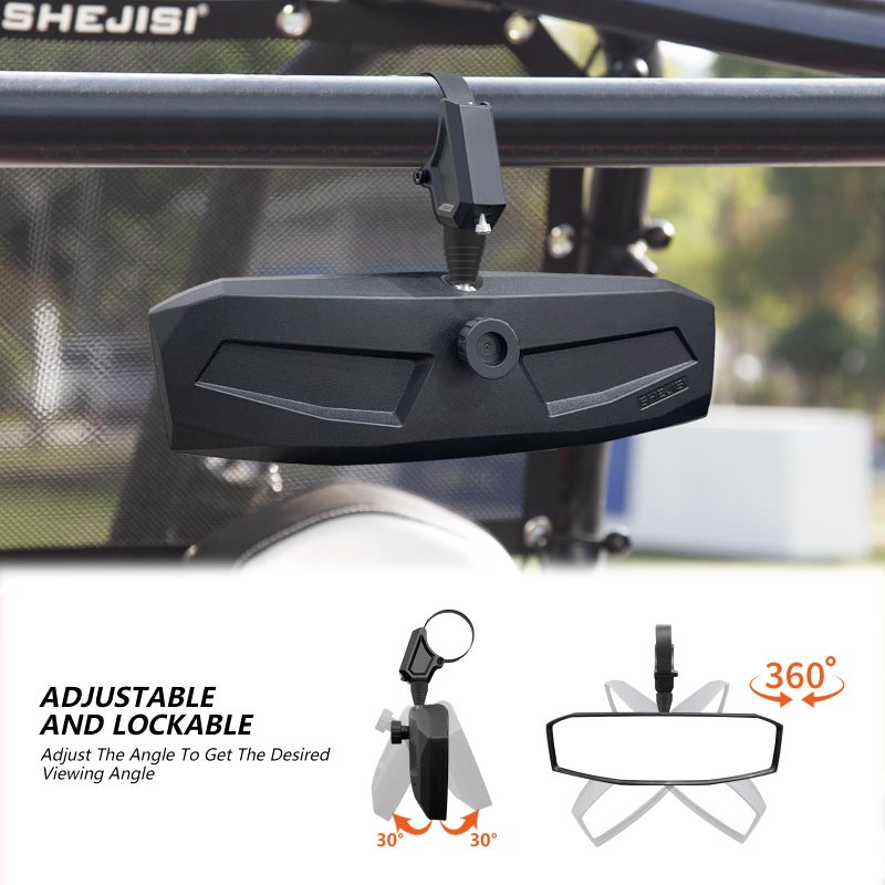 Generic SHEJISI UTV Rearview Mirror for 1.5" to 2.0"Inch Roll Cage, New RZR Mirrors with Simple Adjustment of Viewing Angle, Compatible with Polaris RZR, Can Am Commanders, Honda Pioneer SXS, Kawasaki Mule  - Image 2
