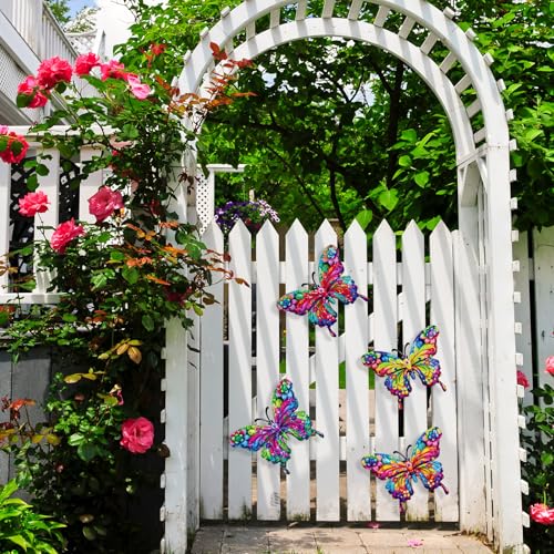 SUNREEK 4Pcs Metal Butterfly Wall Decor, 9 Inches Butterfly Outdoor Wall Art for Fence Garden Yard Room Patio Balcony Decorations - Image 5